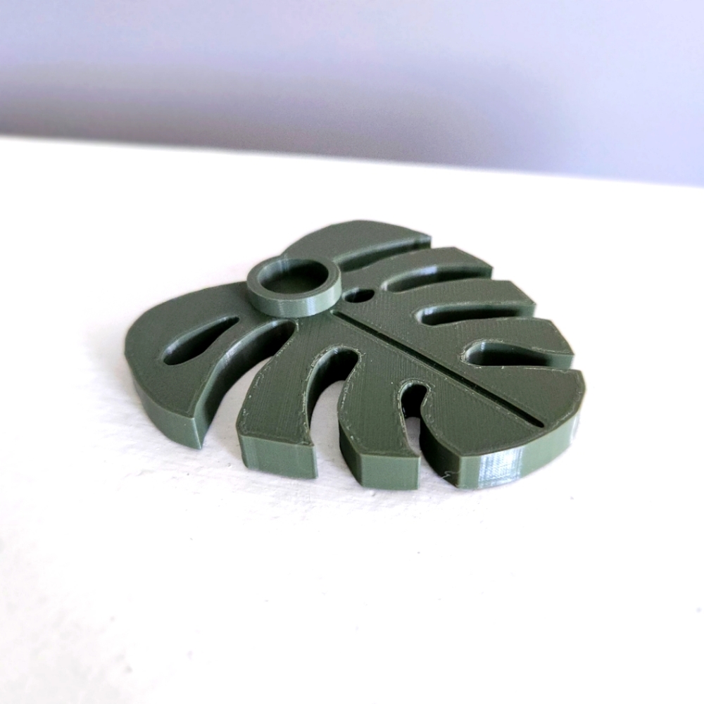 Sphere stand - leaf green monstera crystal display holder